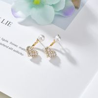 Corée Simple Perle Diamant Amour 925 Aiguille En Argent Avant Arrière Mignon Petites Boucles D&#39;oreilles En Alliage main image 1