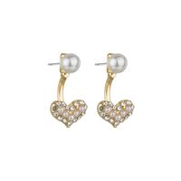 Corée Simple Perle Diamant Amour 925 Aiguille En Argent Avant Arrière Mignon Petites Boucles D&#39;oreilles En Alliage main image 6