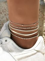 Women's Multi-layer Metal Chain Bead Chain Anklet Set main image 3