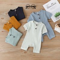 Children's Clothing Solid Color Baby One-piece Summer Short-sleeved Wholesale main image 1