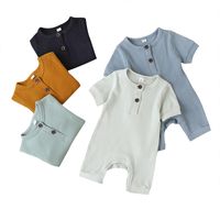 Children's Clothing Solid Color Baby One-piece Summer Short-sleeved Wholesale main image 3