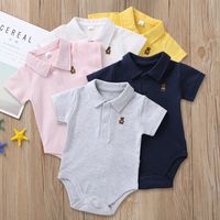New All-match Baby  Toddler Boys Candy Color Jumpsuit Short-sleeved Triangle Climbing Clothes Wholesale main image 1