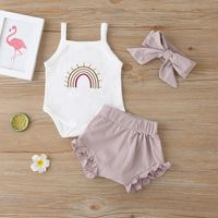 Summer Baby Girl   Romper Plaid Shorts Three-piece Baby Pants Set Fashion Baby Clothe main image 3