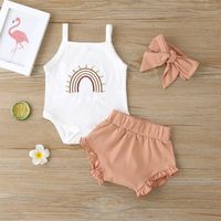 Summer Baby Girl   Romper Plaid Shorts Three-piece Baby Pants Set Fashion Baby Clothe main image 4