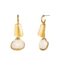 Hot-selling Natural Pearl Exaggerated Creative Leaf Shell Stone Element Earrings Wholesale main image 3