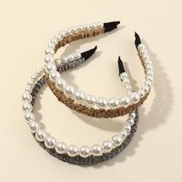 Fashion Crystal Double-layer Claw Chain Pearl Headband main image 1