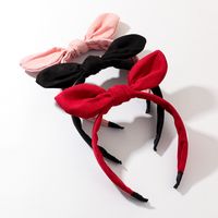 Fashion Rabbit Ears Headband Plaid Red Fabric Hairband Three-piece main image 4
