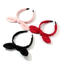 Fashion Rabbit Ears Headband Plaid Red Fabric Hairband Three-piece main image 6