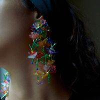 Exaggerated Long Hand-woven Tassel Flower Bohemian Beaded Earrings Wholesale main image 2