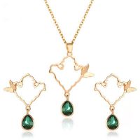 New Crystal Butterfly Ladies Drop Alloy Earrings Necklace Set For Women main image 2