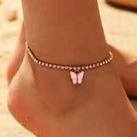 Fashion New Inlaid Shiny Rhinestone Wild Simple Butterfly Alloy Pendant Anklet main image 6