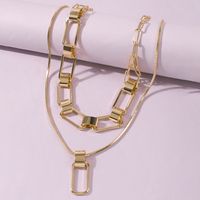 Fashion  Exaggerated Hip-hop Lock Pendant   Multi-layer Necklace main image 5