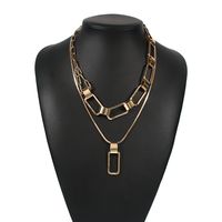Fashion  Exaggerated Hip-hop Lock Pendant   Multi-layer Necklace main image 6