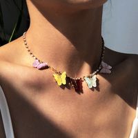 Nouveau Collier De Mode En Alliage De Petit Pendentif Papillon Serti De Diamants main image 3