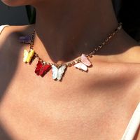 Nouveau Collier De Mode En Alliage De Petit Pendentif Papillon Serti De Diamants main image 4