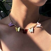 New  Diamond-studded  Small Butterfly Pendant  Alloy Fashion   Necklace main image 5