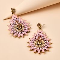 Retro Fashion All-match Diamond Flower Rhinestone Long Drop Shape Earrings Wholesale main image 5