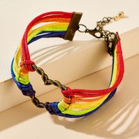 New Fashion Hand-woven Love Friendship Rainbow-colored Heart-shaped Alloy Bracelet main image 3