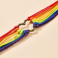 New Fashion Hand-woven Love Friendship Rainbow-colored Heart-shaped Alloy Bracelet main image 4