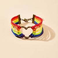 New Fashion Hand-woven Love Friendship Rainbow-colored Heart-shaped Alloy Bracelet main image 5