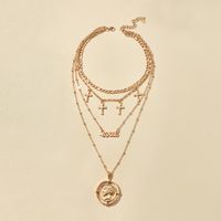 New Fashion Retro Cross Love   Pendant Multi-layer Necklace main image 3