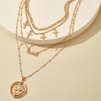 New Fashion Retro Cross Love   Pendant Multi-layer Necklace main image 6