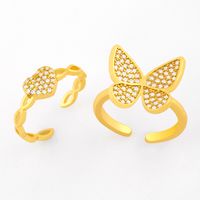 Fashion Diamond Butterfly Ring Heart-shaped  Ring main image 1