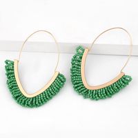 Bohemian Style Geometric Rice Bead Hand-woven Rice Bead V-shaped Alloy Earrings For Women main image 6