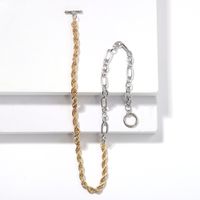 Gold  Silver Two-color Metal Stitching Snake Bone Clavicle Chain Geometric Necklace main image 6