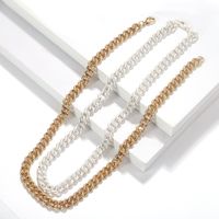 Gold And Silver Two-color Metal Stitching Clavicle Chain  Geometric  Snake Bone Necklace main image 4