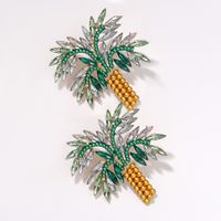 New Coconut Tree Girls Alloy Diamond Creative Earrings  Wholesale main image 6