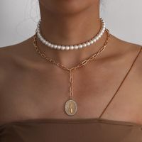 Mode Kreative Perle Porträt Anhänger Halskette main image 1