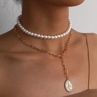 Mode Kreative Perle Porträt Anhänger Halskette main image 6