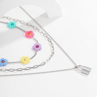 Fashion   Creative Flower Clavicle Suit Necklace Personality Simple Lock Necklace main image 6