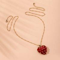 Fashion   Creative Strawberry Pendant Red Dripping Oil Three-dimensional  Fashion Necklace Wholesale main image 1