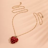 Fashion   Creative Strawberry Pendant Red Dripping Oil Three-dimensional  Fashion Necklace Wholesale main image 4