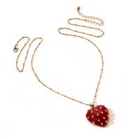 Fashion   Creative Strawberry Pendant Red Dripping Oil Three-dimensional  Fashion Necklace Wholesale main image 6