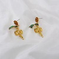 Cupid Leaf Fun Retro Baroque Little Angel Retro Vintage Earrings Wholesale main image 3