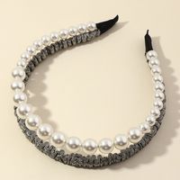 Fashion Crystal Double-layer Claw Chain Pearl Headband sku image 1