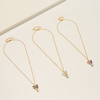 Children’s Exquisite Metal Simple Butterfly Pearl Pendant Necklace Wholesale sku image 1