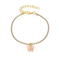 Fashion New Inlaid Shiny Rhinestone Wild Simple Butterfly Alloy Pendant Anklet sku image 2