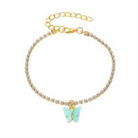 Fashion New Inlaid Shiny Rhinestone Wild Simple Butterfly Alloy Pendant Anklet sku image 3