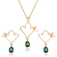New Crystal Butterfly Ladies Drop Alloy Earrings Necklace Set For Women sku image 1