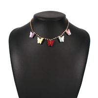 New  Diamond-studded  Small Butterfly Pendant  Alloy Fashion   Necklace sku image 1