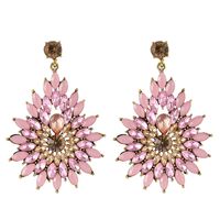 Retro Fashion All-match Diamond Flower Rhinestone Long Drop Shape Earrings Wholesale sku image 1