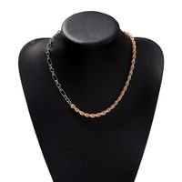 Gold  Silver Two-color Metal Stitching Snake Bone Clavicle Chain Geometric Necklace sku image 1