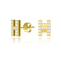 Hot-selling New Letter 26 English Copper Letters Zircon Earring For Women sku image 6