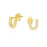 Hot-selling New Letter 26 English Copper Letters Zircon Earring For Women sku image 15
