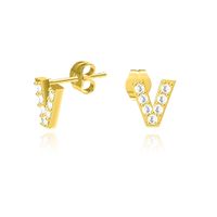 Nouvelle Lettre De Vente Chaude 26 Lettres En Cuivre Anglais Boucle D'oreille Zircon Pour Les Femmes sku image 16