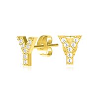 Hot-selling New Letter 26 English Copper Letters Zircon Earring For Women sku image 18